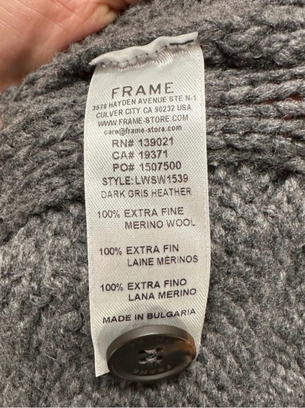 Frame Denim Dark Charcoal Cable Knit Button Cardigan - Picture 4 of 5